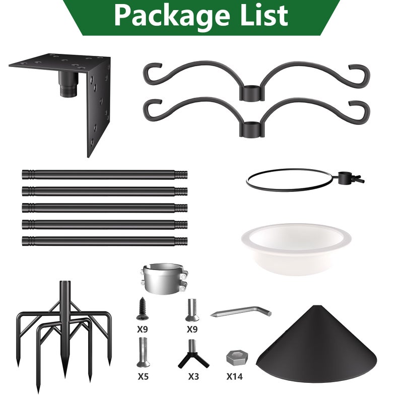 RINLAIN Bird Feeder Pole Stand,95 Inch House Pole for Outdoors Weather Station,Heavy Duty Metal Mount Kit Adjustable Multifunctional Bird Feeder Stand - Image 5