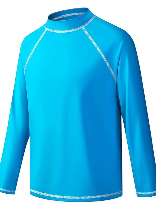 BIGANT Boys Rash Guard Swim Shirt Long Sleeve UPF 50+ Rashguard Quick Dry Kids Youth Fishing Water Sun UV SPF Swimwear Tops, Sky Blue7501, 3-4 Years - Image 1