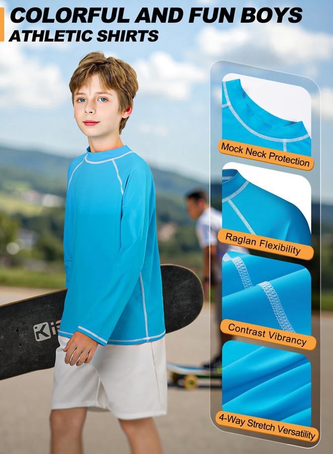 BIGANT Boys Rash Guard Swim Shirt Long Sleeve UPF 50+ Rashguard Quick Dry Kids Youth Fishing Water Sun UV SPF Swimwear Tops, Sky Blue7501, 3-4 Years - Image 5