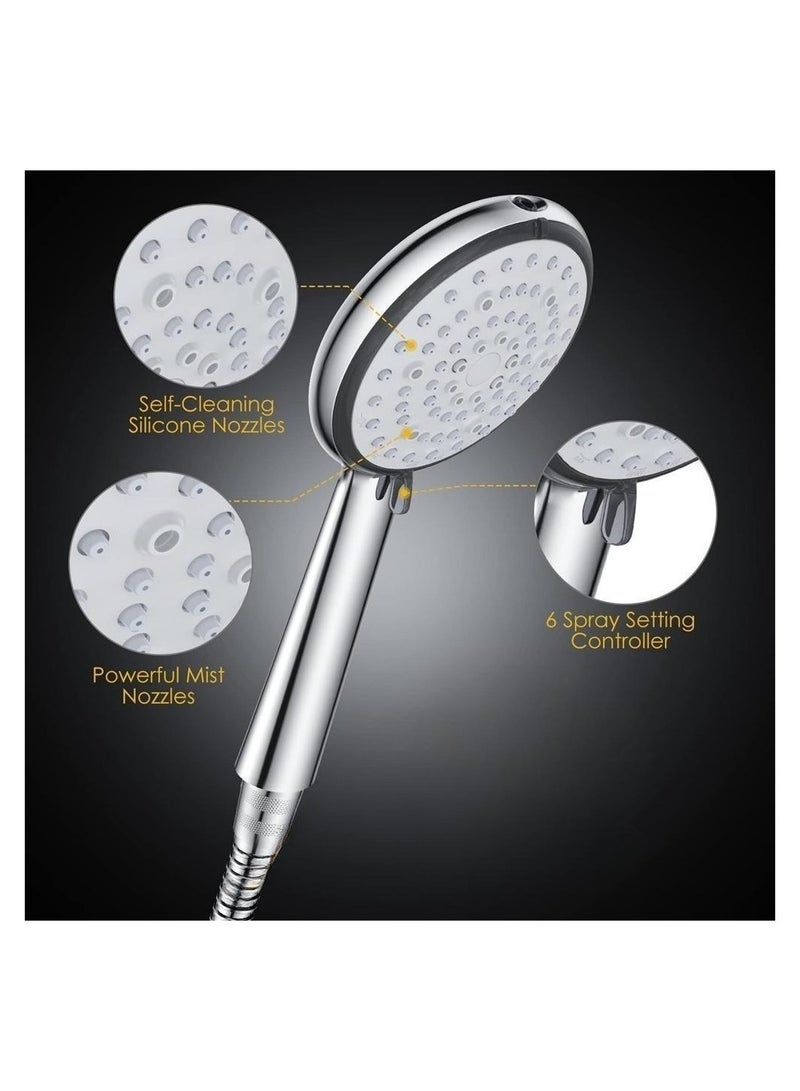 Excefore Shower Head, 6 Spray Modes High Pressure Handheld Power Shower, Water Saving Chrome Finish Filter Shower (Not Include Hose)  - Image 5