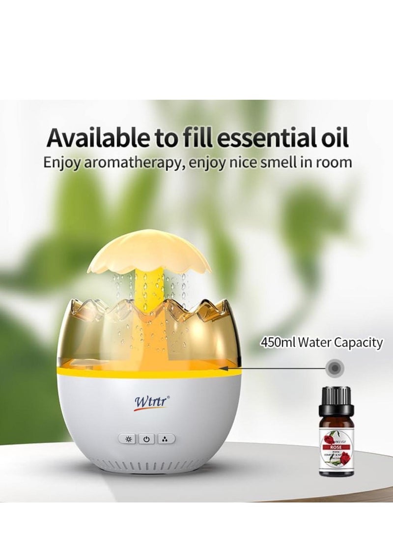 Wtrtr Water Drip Diffuser, Water Drip Air Humidifier Raindrop White Noise Eggshell Humidifier with 7 Colors Night Light, Type C Cool Mist Humidifier 450ml Raindrop Aromatherapy Diffuser - Image 2