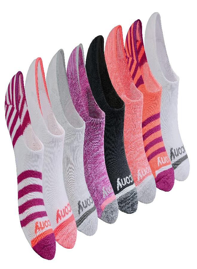 saucony Saucony Women's Show Cushioned Invisible Liner Socks, Berry (8 Pairs), Shoe Size: 6-10 - Image 1