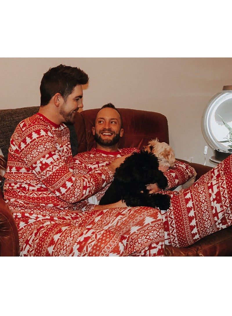 Children's Family Matching Pajamas Vacation Suits Long Sleeves Parent-Child Pajamas Home Clothes Suitable for Women Men Children and Pets (Men) - Image 5