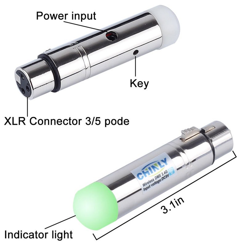 CHINLY DMX Wireless, CHINLY 8pcs 2.4G DMX 512 1 Male Transmitter & 7 Female Receivers Short version for Stage PAR Party Light  - Image 4