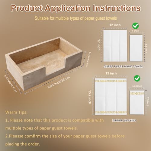 Shonmogar Guest Towel Holder Natural Travertine Bathroom Napkin Holder Luxe Stone Napkin Holder for Bathroom,Stylish Guest Towel Holder Tray for Bathroom Vanity Toilet Dining Table, Beige - Image 5