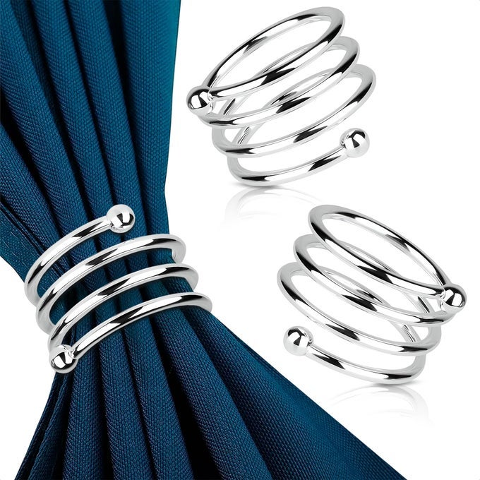 SILVER NAPKIN RINGS SET OF 8 ELEGANT SPRING NAPKIN RINGS WITH STURDY METAL DESIGN EASY TO CLEAN DURABLE VERSATILE FOR TABLE SETTINGS SPECIAL OCCASIONS EASTER TABLE DECOR GIFT GIVING IDEAS