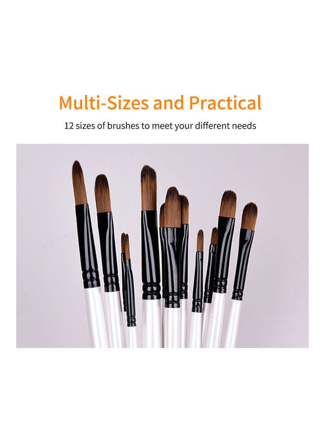 NIBEMINENT 12-Piece Angular Paint Brush Set White/Black/Brown - Image 3
