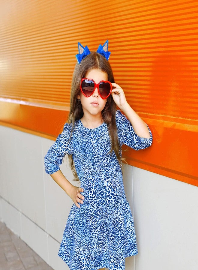 Fancheer 2 Pairs Dog Ears Hair Bow Clips for Toddler Kids Glitter Bows Halloween Costume Accessories Animal Cosplay Birthday Party Supplies Blue Orange - Image 5