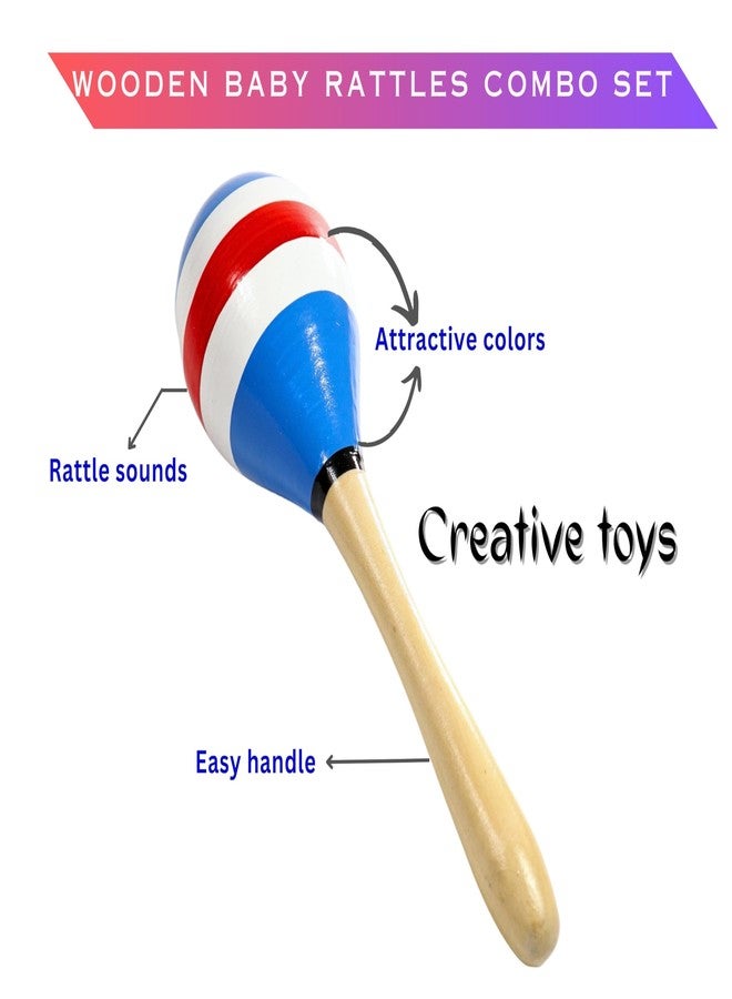 Pyengora Infant Wood Baby Rattles Toys Set|Pack Of 2|Colorful Attractive Jingle Bells Sound For New Born,Multicolor - Image 2