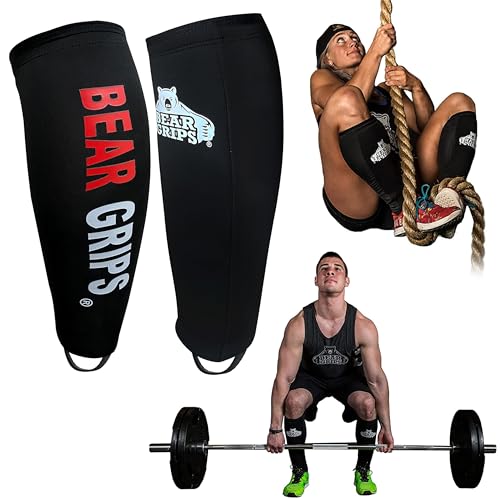 Bear Grips Deadlift Shin Guards - Gym Equipment Rope Climbing Shin Guard for Men and Women - Injury Prevention Calf Support Shin Guard Sleeves for Ultimate Shin Protection (Black, Medium) - Image 1