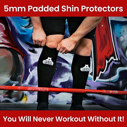 Bear Grips Deadlift Shin Guards - Gym Equipment Rope Climbing Shin Guard for Men and Women - Injury Prevention Calf Support Shin Guard Sleeves for Ultimate Shin Protection (Black, Medium) - Image 2