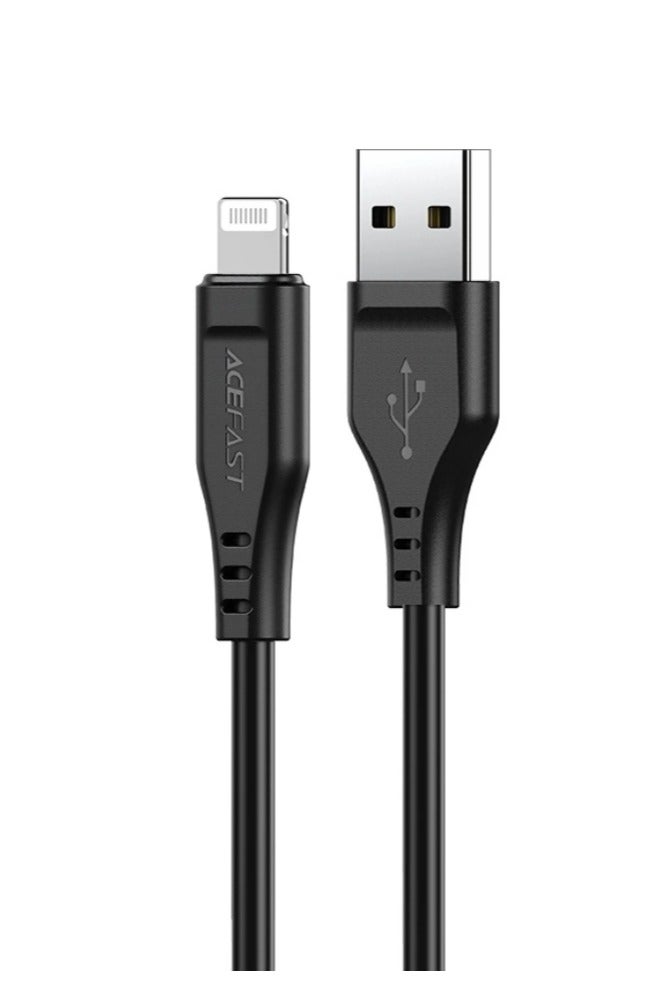 ACEFAST C3-02 USB-A To Lightning TPE Charging Data Cable (2.4A -1.2M) - Black - Image 1