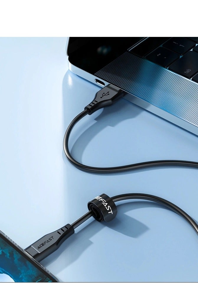 ACEFAST C3-02 USB-A To Lightning TPE Charging Data Cable (2.4A -1.2M) - Black - Image 2