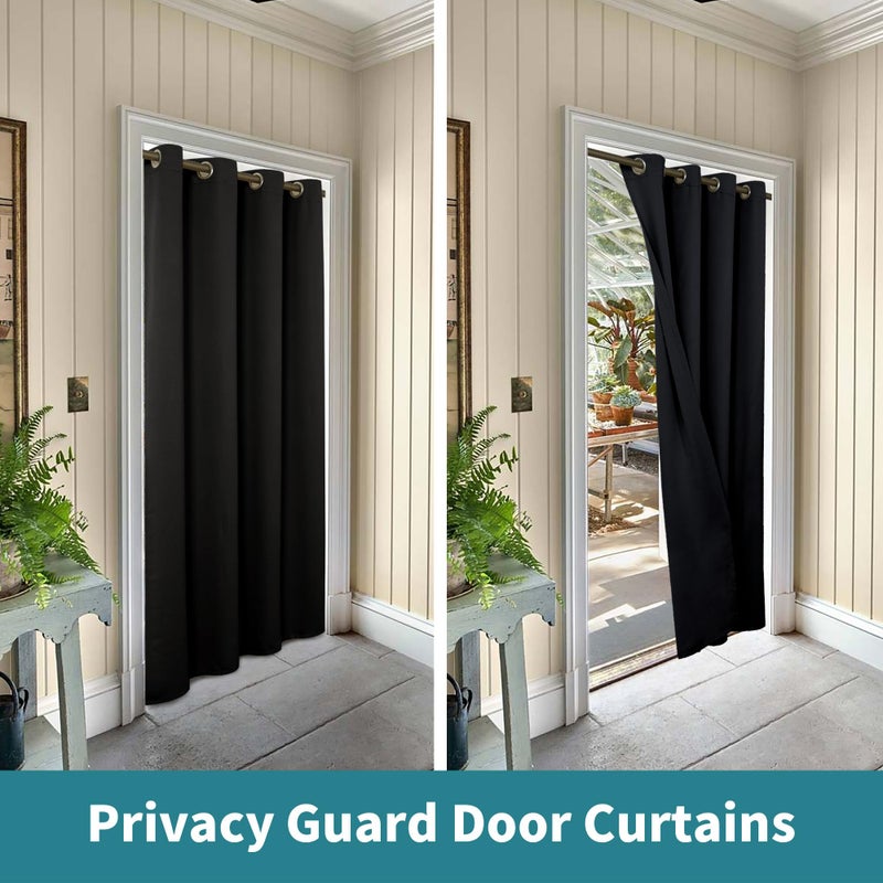 BGment Black Door Curtain 80 Inch Length for Doorway  Bedroom Closet Curtain  Privacy Thermal Insulated Blackout Grommet Room Divider for Room Separation  1 Panel  52 Inch Wide - Image 5