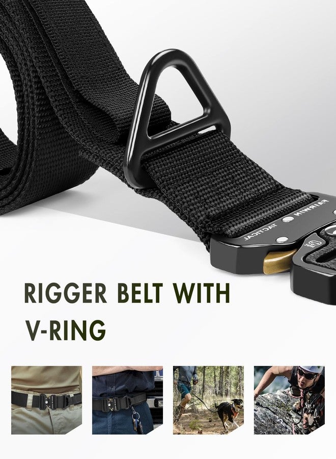 FAIRWIN Tactical Belts for Men, Rigger Belt Utility Web Nylon Work Belt for Men with V-ring Quick Release Buckle(Black,M) - Image 3