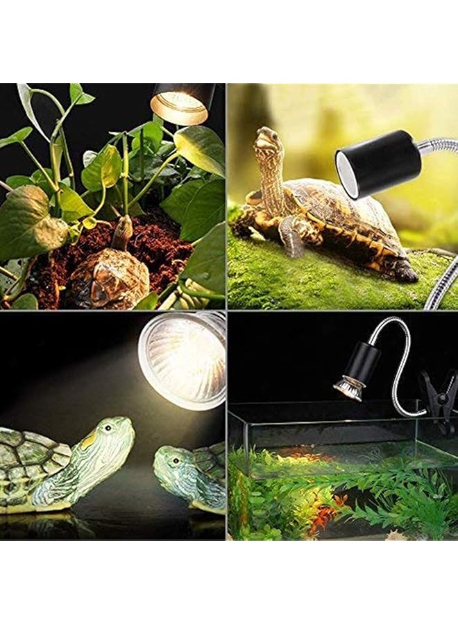 إيروريكس مجموعة مصابيح الزواحف مصباح Uva+Uvb مشبك مصباح حامل مصباح السلاحف مصباح التشمس مجموعة إضاءة حرارية باللون الأسود - Image 3