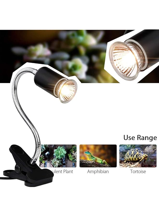 إيروريكس مجموعة مصابيح الزواحف مصباح Uva+Uvb مشبك مصباح حامل مصباح السلاحف مصباح التشمس مجموعة إضاءة حرارية باللون الأسود - Image 2