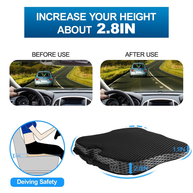 Hapiclody Car Seat Cushion for Driving,Office Chair Cushions Non-Slip Hip & Lower Back Tailbone Chair Pillow Pad,Memory Foam Seat Cushion for Car Seat Driver Truck Desk Wheelchair - Image 2