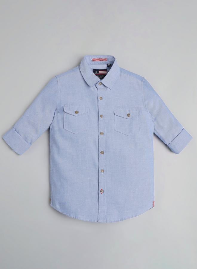 Infinity Kids Blue Solid Long Sleeves Shirt - Image 2