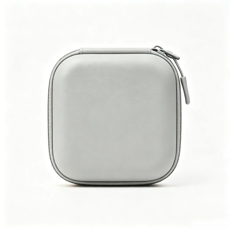 Small Leather EVA Digital Storage Bag, Portable Charger Protective Case, 4.4"×4.4" Charger Carry Bag - Image 4