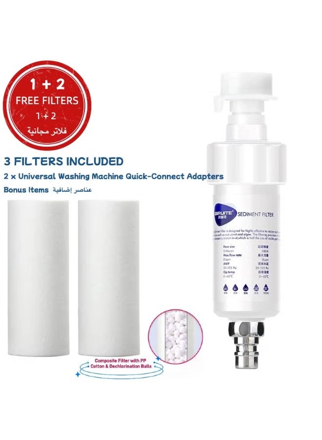 Universal Shower Water Filter with Replacement Cartridges - 15-Stage Purification for Chlorine, Hard Water, Rust & Sediment Removal, Includes 2 Extra Enhanced Dechlorination Composite Filters - Image 1