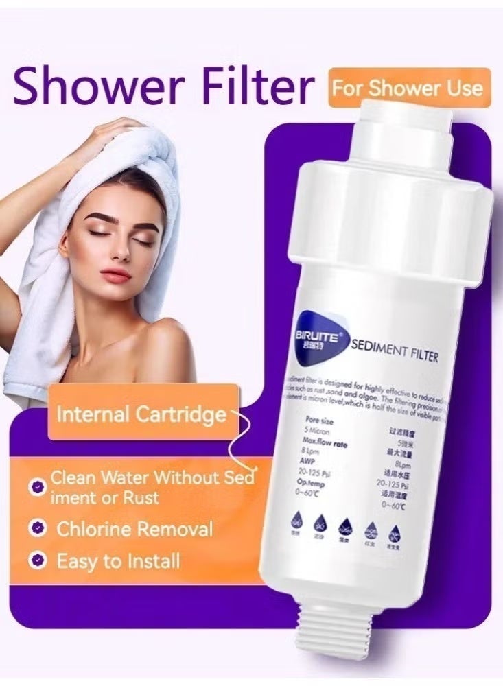 Universal Shower Water Filter with Replacement Cartridges - 15-Stage Purification for Chlorine, Hard Water, Rust & Sediment Removal, Includes 2 Extra Enhanced Dechlorination Composite Filters - Image 3