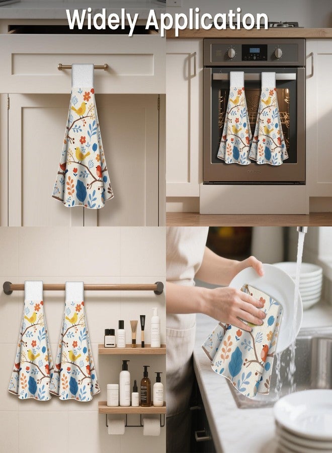 CUTHOLLOW Hanging Kitchen Hand Towels Cartoon Flower and Bird- Soft & Absorbent Microfiber Towels with Loop - Dish Towels for Kitchen, Bathroom, or Oven Handle - Decorative & Functional - 2-Pack - Image 4