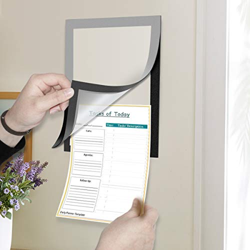 ZHIDIAN Document Sign Holder Pockets with Adhesive Back, Plastic Poster Picture Notice Display Frame for Window/Door/Wall/Cabinet, 11.7" x 8.3" Inches, Silver, 2 Pack - Image 2