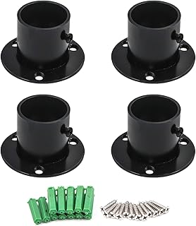 Antrader Antrader Stainless Steel Closet Rod Flange Holder Shower Socket Bracket Support, 1-1/4 Inch Dia Matte Black, Pack of 4  - Image 1