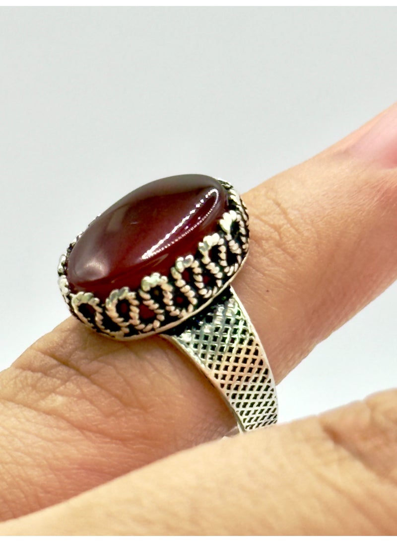 بهنس خاتم اولاد فضة عيار 925 اصلي خواتم فضة عقيق كبدي يماني عقيق احمر ملكي فخم هدايا ولادية احجار كريمة هديه للاولاد ، حجر عقيق يماني ، عقيق ولادي ، حجر كريم هدايا للاولاد ، هدايا للشباب ، هديه للاولاد ، هدية للزوج ، هدية للاب ، جديد - Image 2