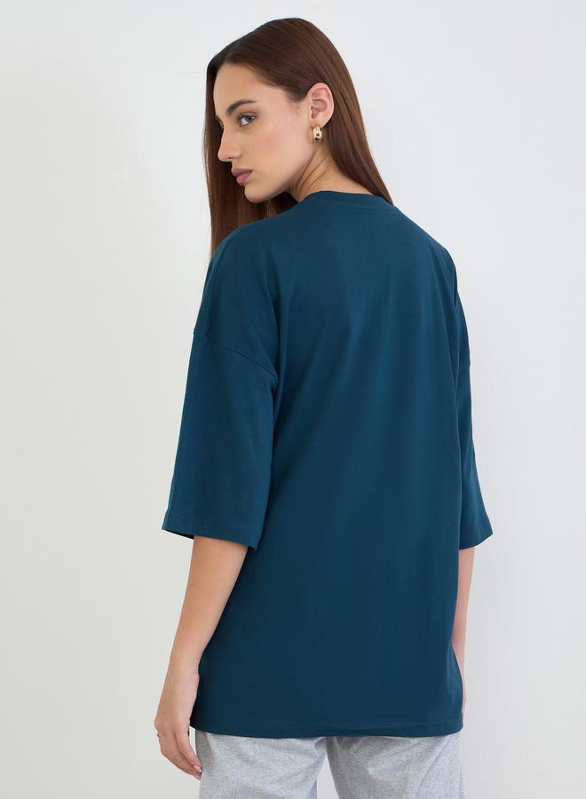 ستايلي تيشيرت واسع بطبعة كتابة - Image 5