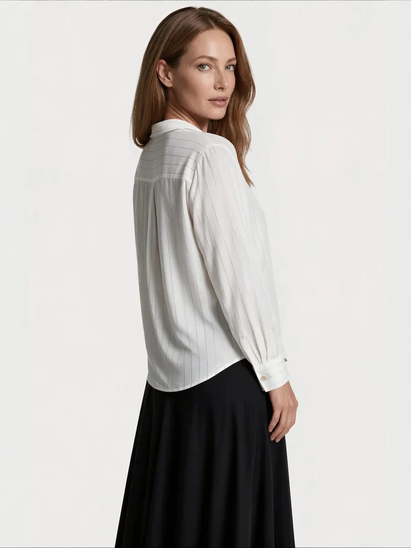 Jennyfer White Women's Striped V-Neck Blouse for Women | Best Price UAE