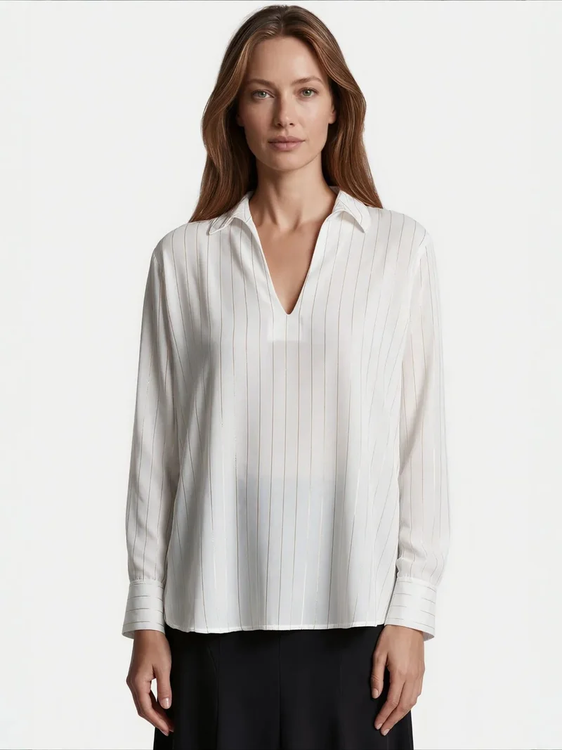 جينيفر Women's Striped V-Neck Blouse