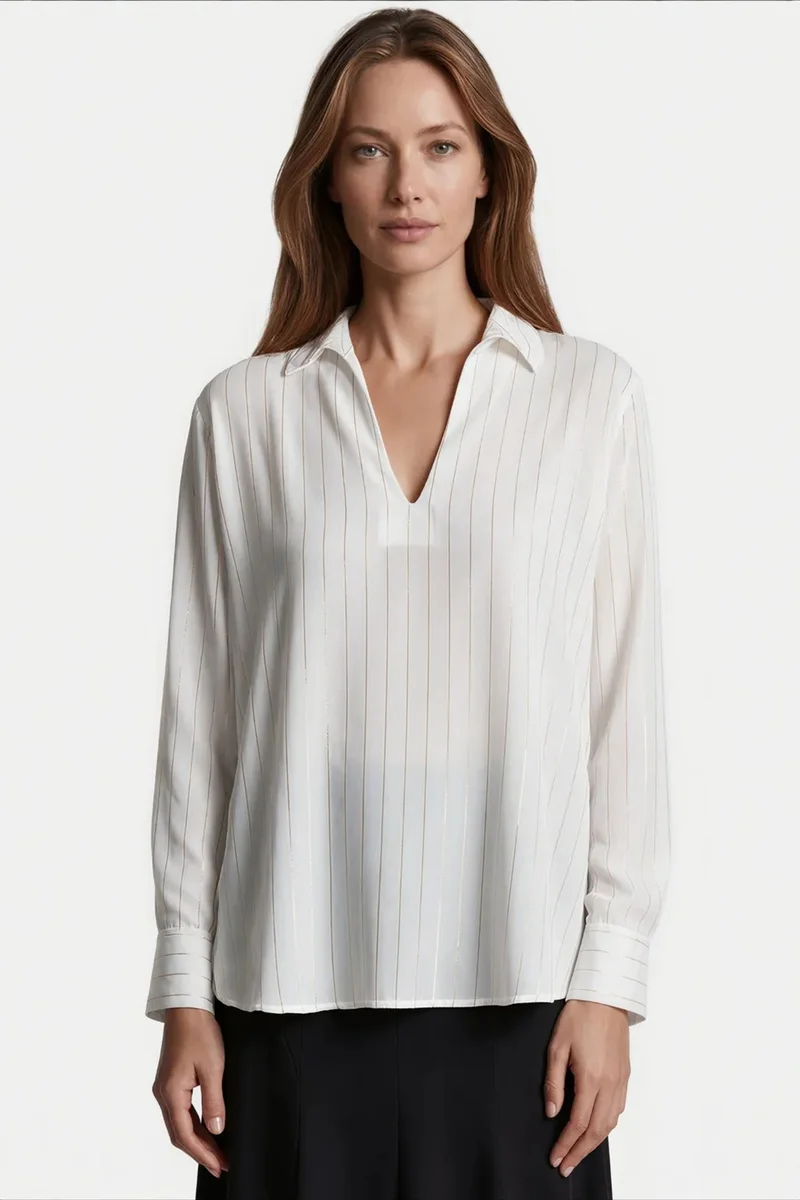 جينيفر Women's Striped V-Neck Blouse