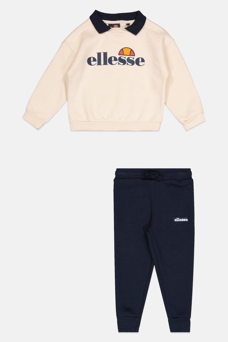 Ellesse Toddlers Boy 2 Pieces Brand Logo Sweatshirt And Jogger Pants Set, Beige - Image 1