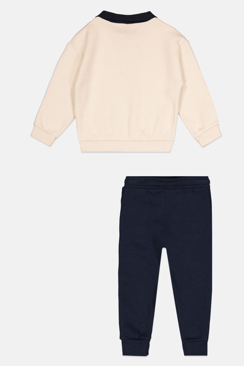 Ellesse Toddlers Boy 2 Pieces Brand Logo Sweatshirt And Jogger Pants Set, Beige - Image 2