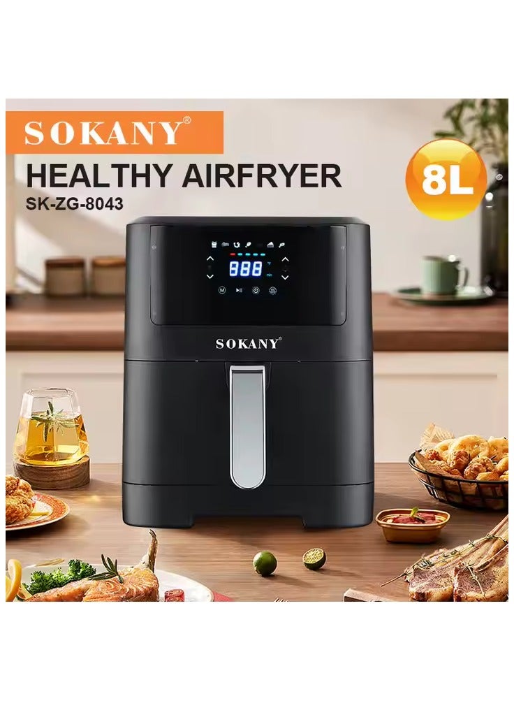sokany Electric Air Fryer, 8L Capacity, 2000W, Touch Screen, Non-Stick Coating, Hot Air Circulation, Knob Control Temperature 80-200 Degree Celsius For Frying, Grilling, Broiling, Roasting  - Image 5