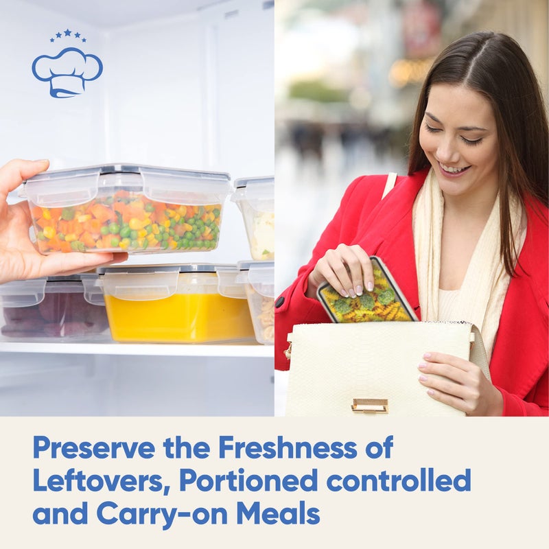 Chef's Path 32 Piece Airtight Food Storage Containers with Easy Snap Lids, 16 Containers and Lids, Stackable Kitchen and Pantry Canisters for Meal Prep and Food Storage - Transparent - Image 5
