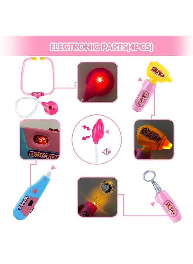 INNOCHEER INNOCHEER Pink Doctor Kit for Kids, 25 Pieces Doctor Kit for Toddlers, Kids Doctor Playset Set with Roleplay Doctor Costume, Dress Up Clothes Halloween Costume for Girls Kids Dr Kit for Toddlers 3+  - Image 2