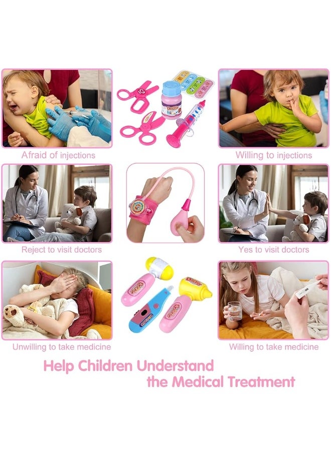 INNOCHEER INNOCHEER Pink Doctor Kit for Kids, 25 Pieces Doctor Kit for Toddlers, Kids Doctor Playset Set with Roleplay Doctor Costume, Dress Up Clothes Halloween Costume for Girls Kids Dr Kit for Toddlers 3+  - Image 5
