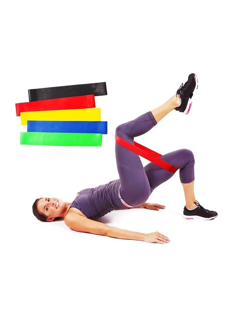5 Pack Strong Exercise Fitness Belt Premium Latex Rubber Construction 5 Different Pressure Levels - for Women and Men at Home - Gym, Yoga - Strength Training and Stretching Fitness Accessories - Image 1
