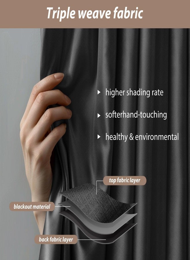 MaKefeile Room Divider Curtains with Ceiling Curtain Track Set Window Curtain for Bedroom,Living Room Total Blackout Thermal Insulated Privacy Ceiling Track Curtain W 9 × H 8 FT Black drape&Black track - Image 3