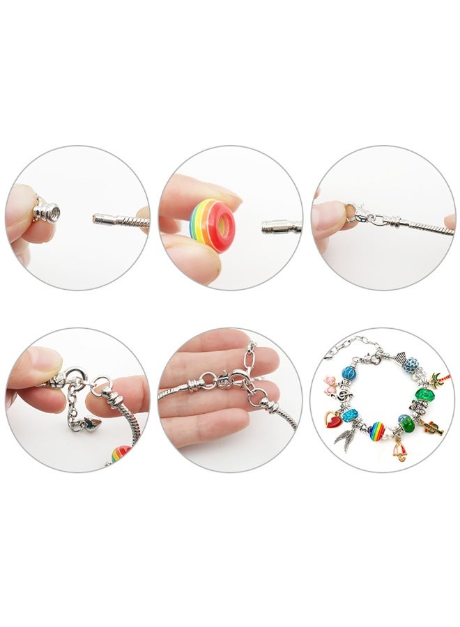 DIY Charm Bracelet Making Kit for Girls, 63pcs Bracelets Kit with Charms, Bracelets and Beads, Creative Jewelry Making Kit Gift Box for Kids 6-12 Years, HK485 (Pink) - Image 4