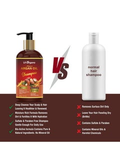 LA Organo Moroccan Argan Hair Shampoo - Sulfate Free Dandruff Shampoo For Men & Women (Pack Of 1) 300Ml  - Image 5