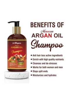 LA Organo Moroccan Argan Hair Shampoo - Sulfate Free Dandruff Shampoo For Men & Women (Pack Of 1) 300Ml  - Image 3
