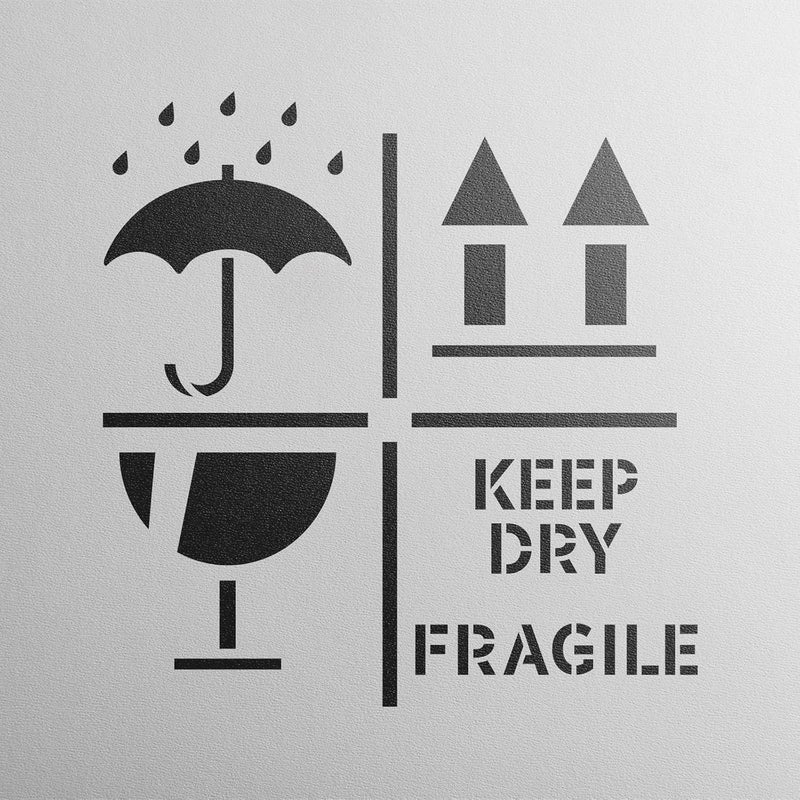 ivana's Ivana's Keep Dry Fragile Up Text Stencil - Reusable Stencils for Painting - Create DIY Keep Dry Fragile Up Text Home Decor Size - (12 x 12 inch) - Image 3