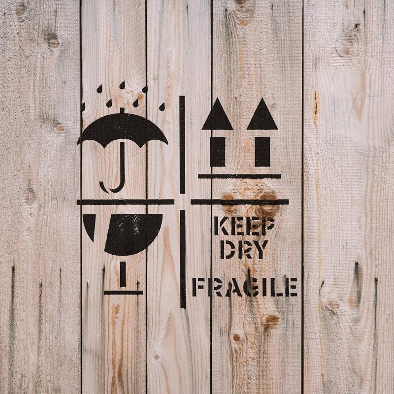 ivana's Ivana's Keep Dry Fragile Up Text Stencil - Reusable Stencils for Painting - Create DIY Keep Dry Fragile Up Text Home Decor Size - (12 x 12 inch) - Image 2