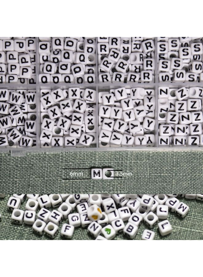 Acrylic Square Letter Beads, 1120Pcs 6x6mm in Alphabetical Order A-Z with Numbers Colorful Hearts Cube Beads for Jewelry Making, DIY Necklaces, Key Chains, Bracelets  - Image 3