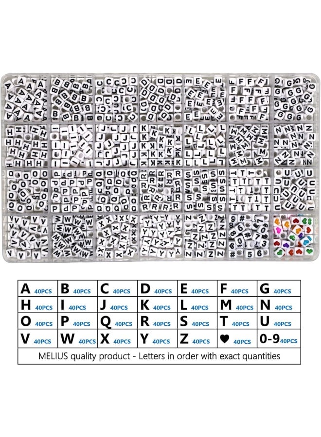 Acrylic Square Letter Beads, 1120Pcs 6x6mm in Alphabetical Order A-Z with Numbers Colorful Hearts Cube Beads for Jewelry Making, DIY Necklaces, Key Chains, Bracelets  - Image 2