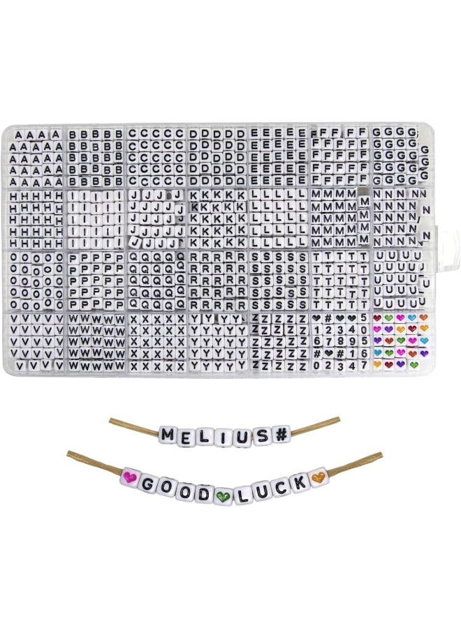 Acrylic Square Letter Beads, 1120Pcs 6x6mm in Alphabetical Order A-Z with Numbers Colorful Hearts Cube Beads for Jewelry Making, DIY Necklaces, Key Chains, Bracelets  - Image 1